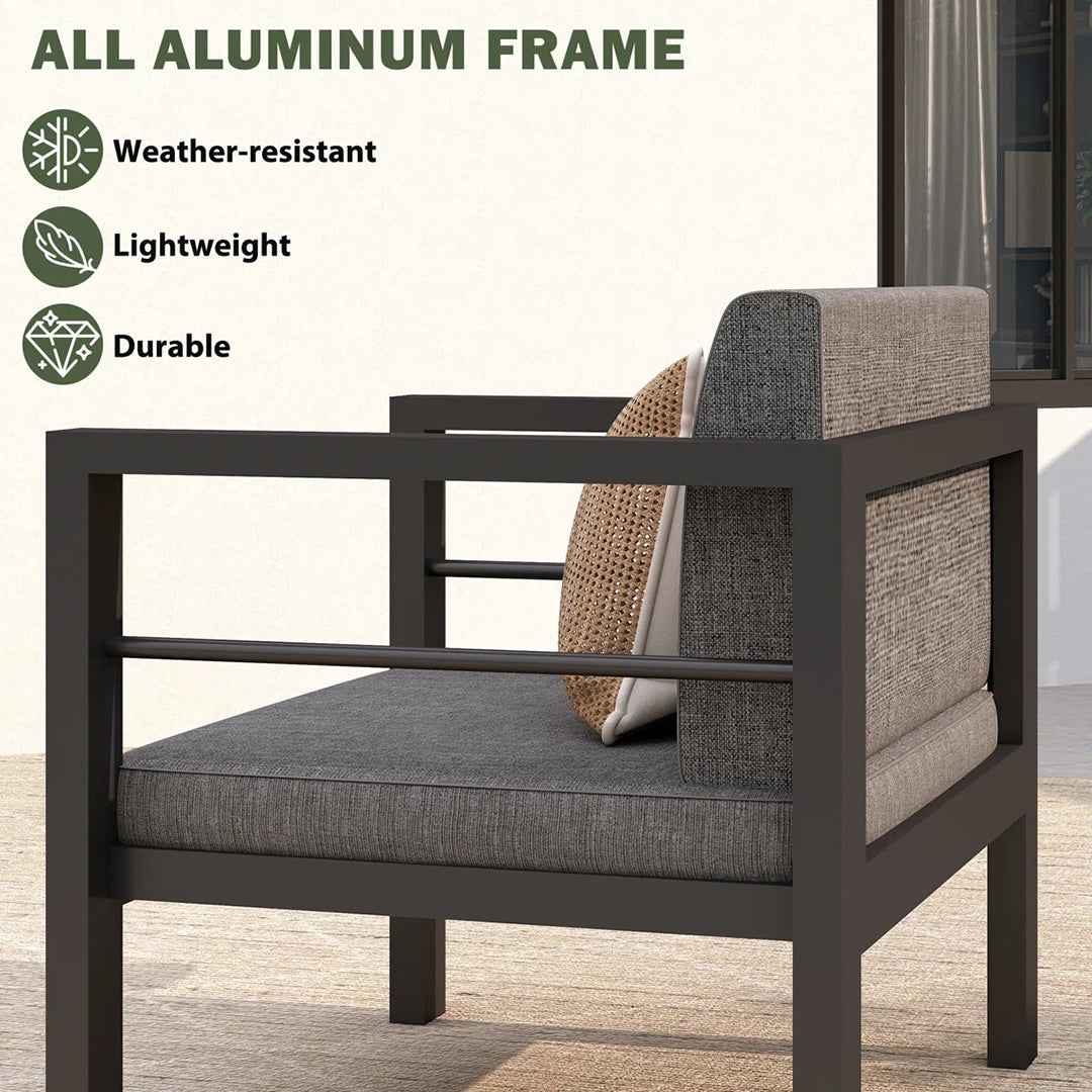 Evalinda 2 Outdoor Aluminum Patio Armchairs with Waterproof Cushions – Durable & Comfortable