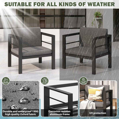 Evalinda 2 Outdoor Aluminum Patio Armchairs with Waterproof Cushions – Durable & Comfortable