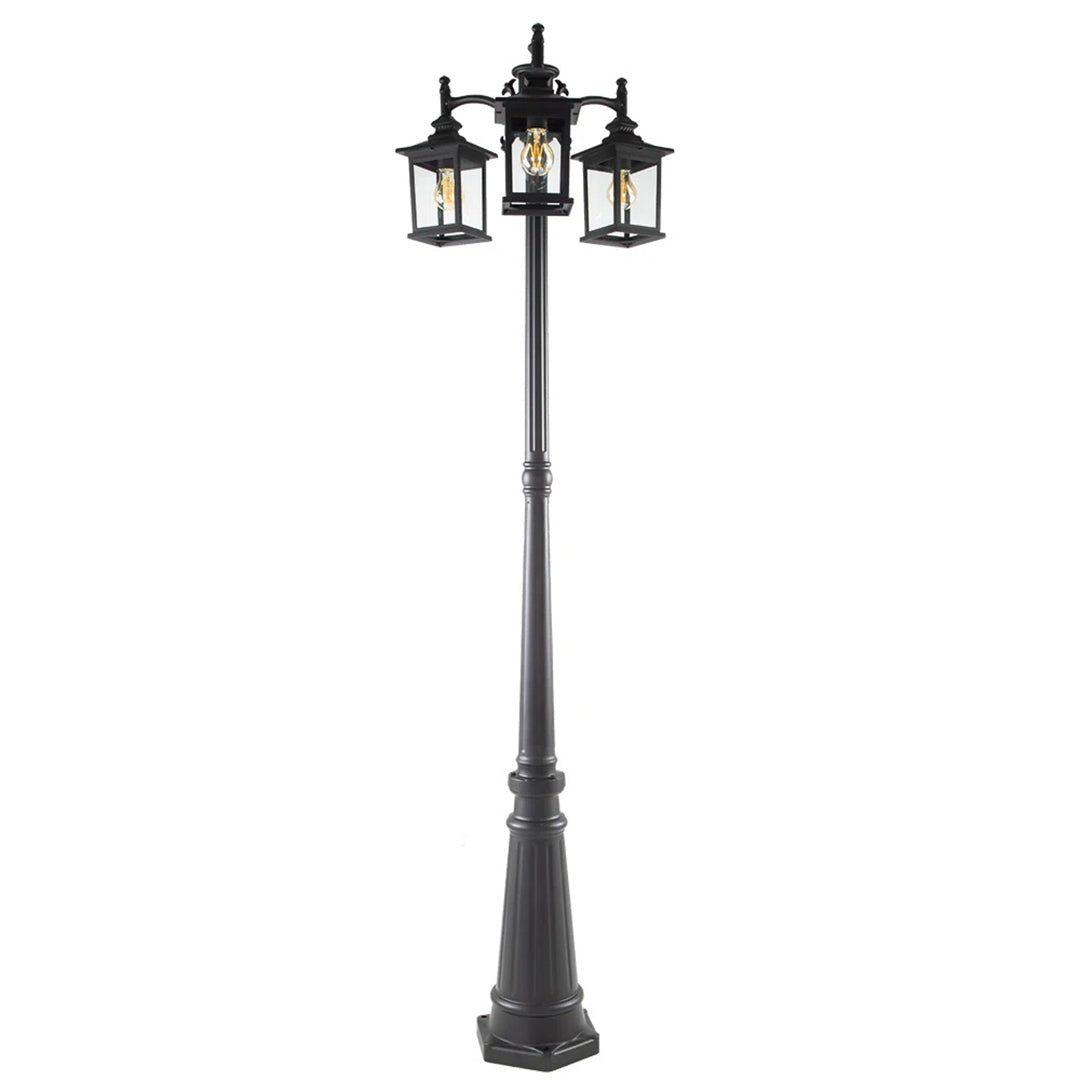 Ferrenby 3-Head Classic Black Outdoor Post Light – Elegant & Durable Garden Lighting