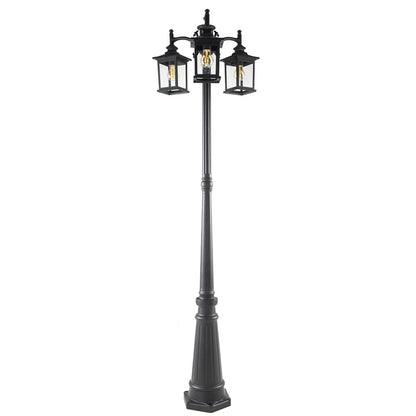 Ferrenby 3-Head Classic Black Outdoor Post Light – Elegant & Durable Garden Lighting