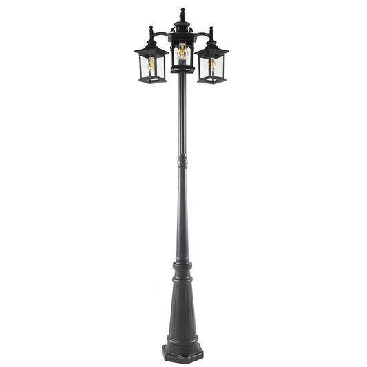 Ferrenby 3-Head Classic Black Outdoor Post Light – Elegant & Durable Garden Lighting