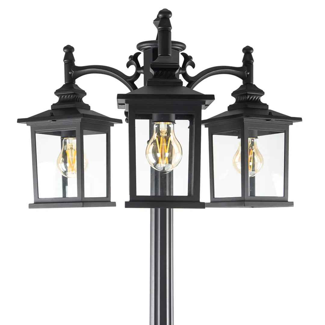 Ferrenby 3-Head Classic Black Outdoor Post Light – Elegant & Durable Garden Lighting
