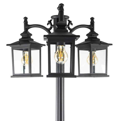 Ferrenby 3-Head Classic Black Outdoor Post Light – Elegant & Durable Garden Lighting