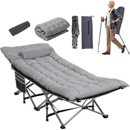 Folding Camping Cot with Pillow and Thick Mattress – Comfortable Portable Sleeping Solution