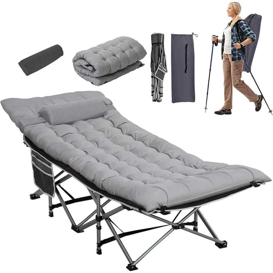 Folding Camping Cot with Pillow and Thick Mattress – Comfortable Portable Sleeping Solution
