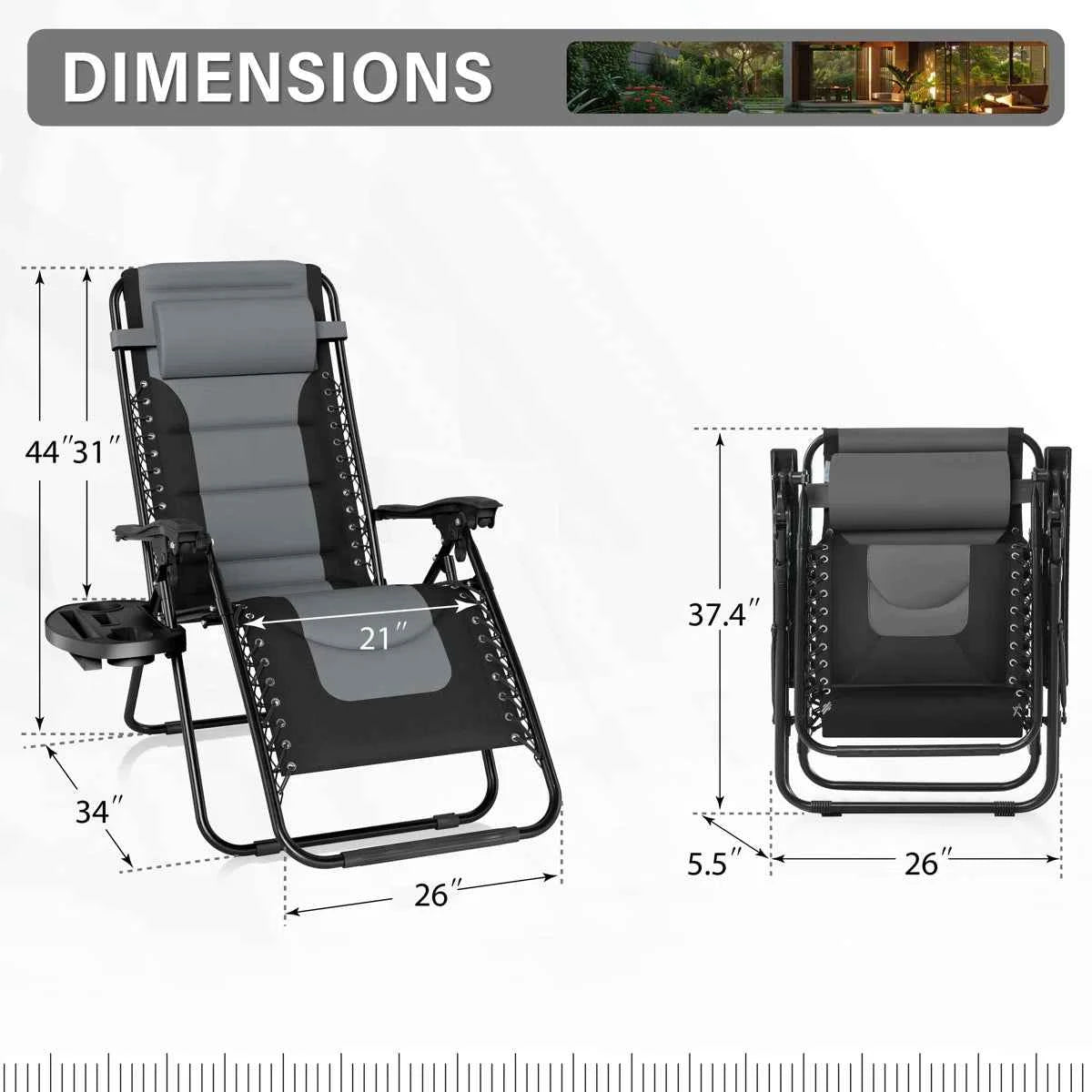 Reclining Zero Gravity Chair with Cushion – Ultimate Comfort & Support