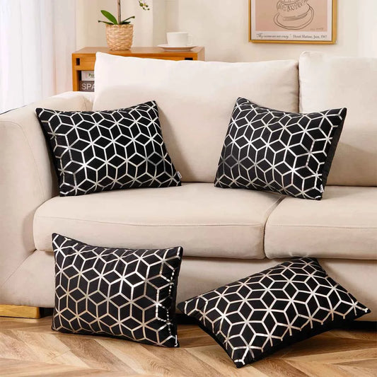 Geometric Velvet Throw Pillows Set of 4 – Soft, Stylish Accent Pillows