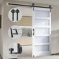 Glass Sliding MDF Barn Door with Hardware Kit – 5 Tempered Frosted Glass Panels, Big Wheel Rollers