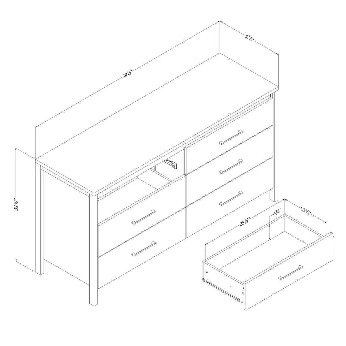 Gravity 6-Drawer Dresser – Modern Storage with Sleek Style