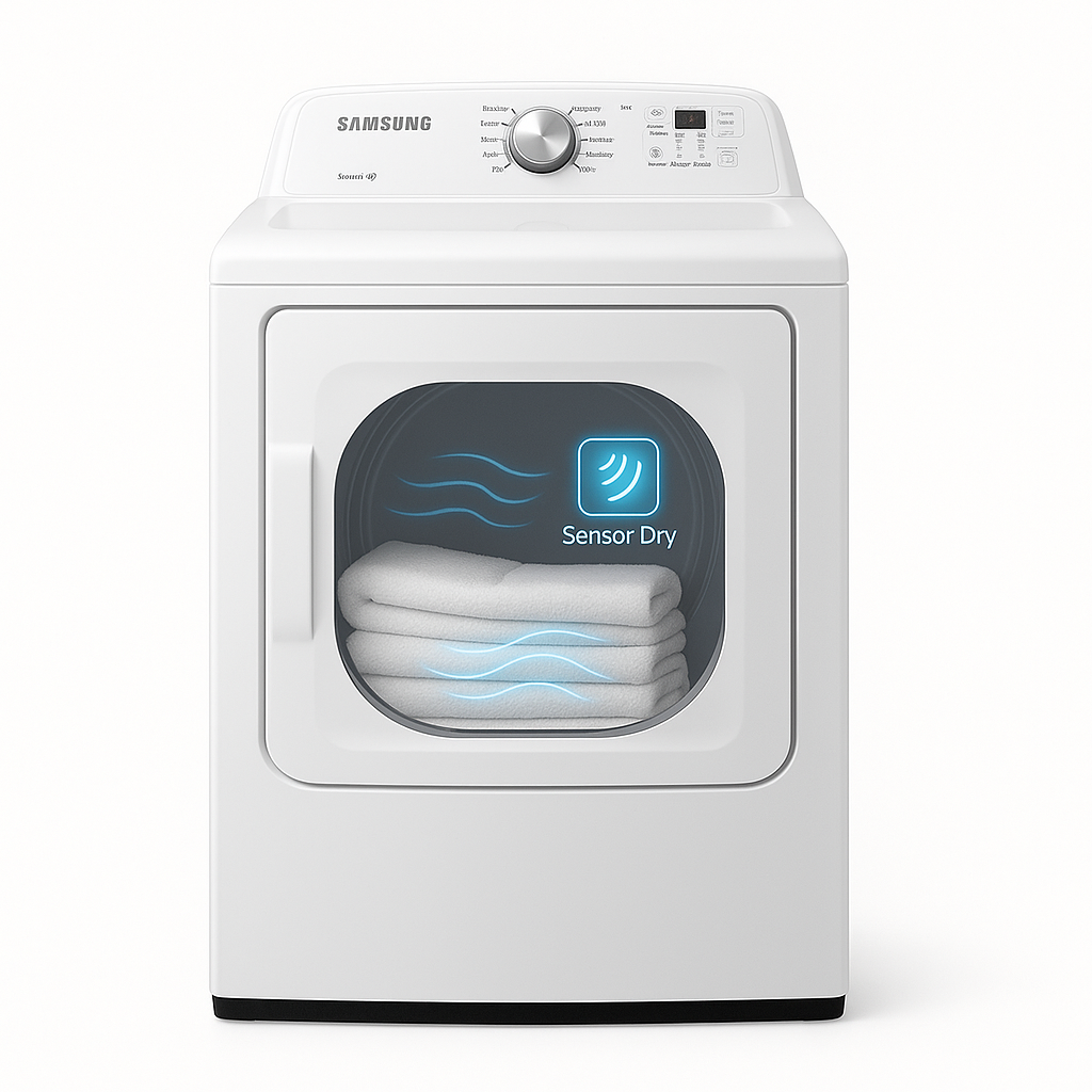 Woodstock, Ontario, appliances, furniture, home decor Samsung DVE45T3200W 7.2 Cu. Ft. Electric Dryer with Sensor Dry – White-Nadeem,s Home - Nadeems Home
