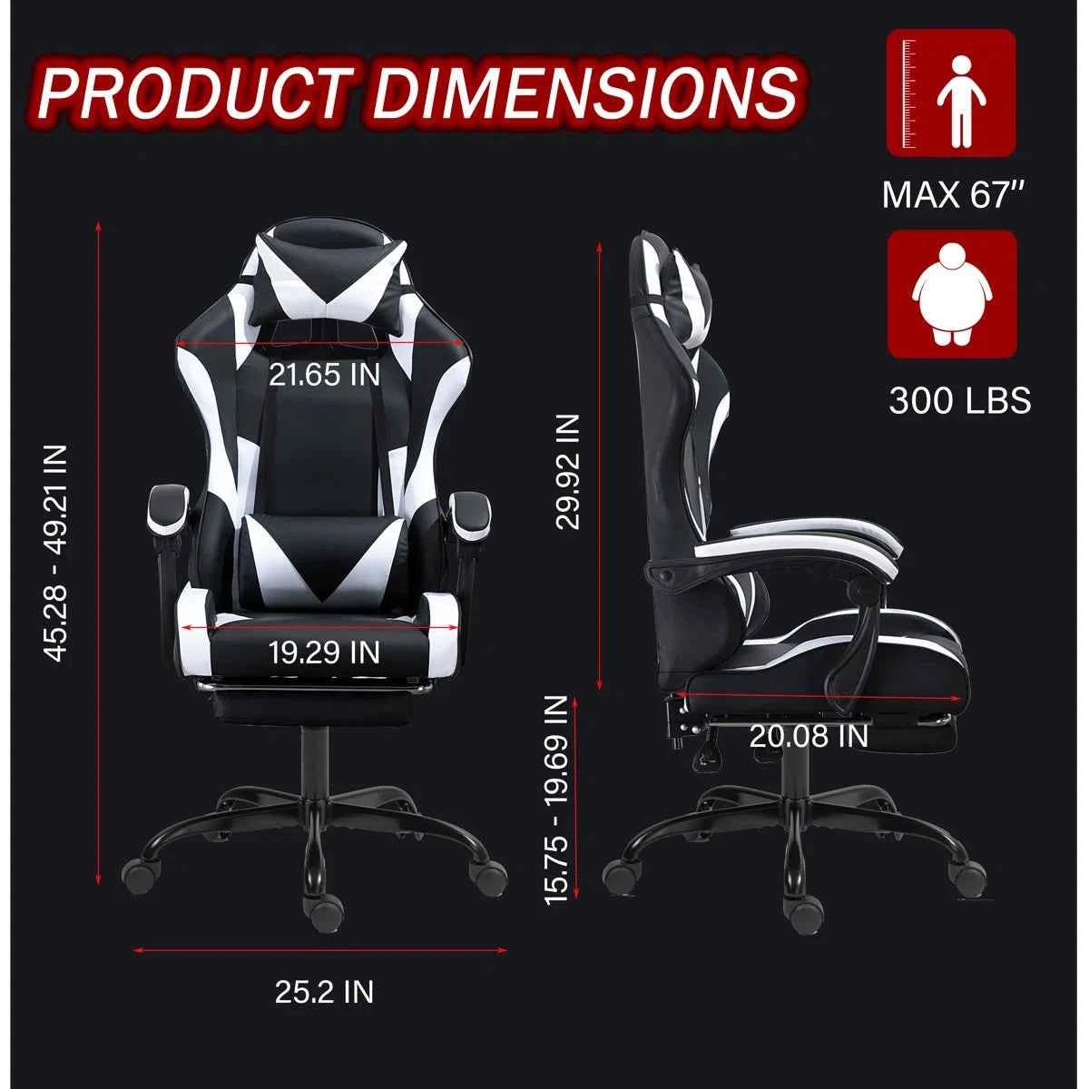 Inbox Zero Knoble Adjustable Reclining Ergonomic Faux Leather Swiveling PC & Racing Game Chair with Footre