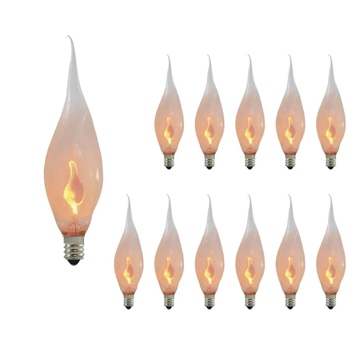 Incandescent CA5 Candelabra Screw Base (E12) 3W Silicone Flame-Shaped Light Bulb Set of 12