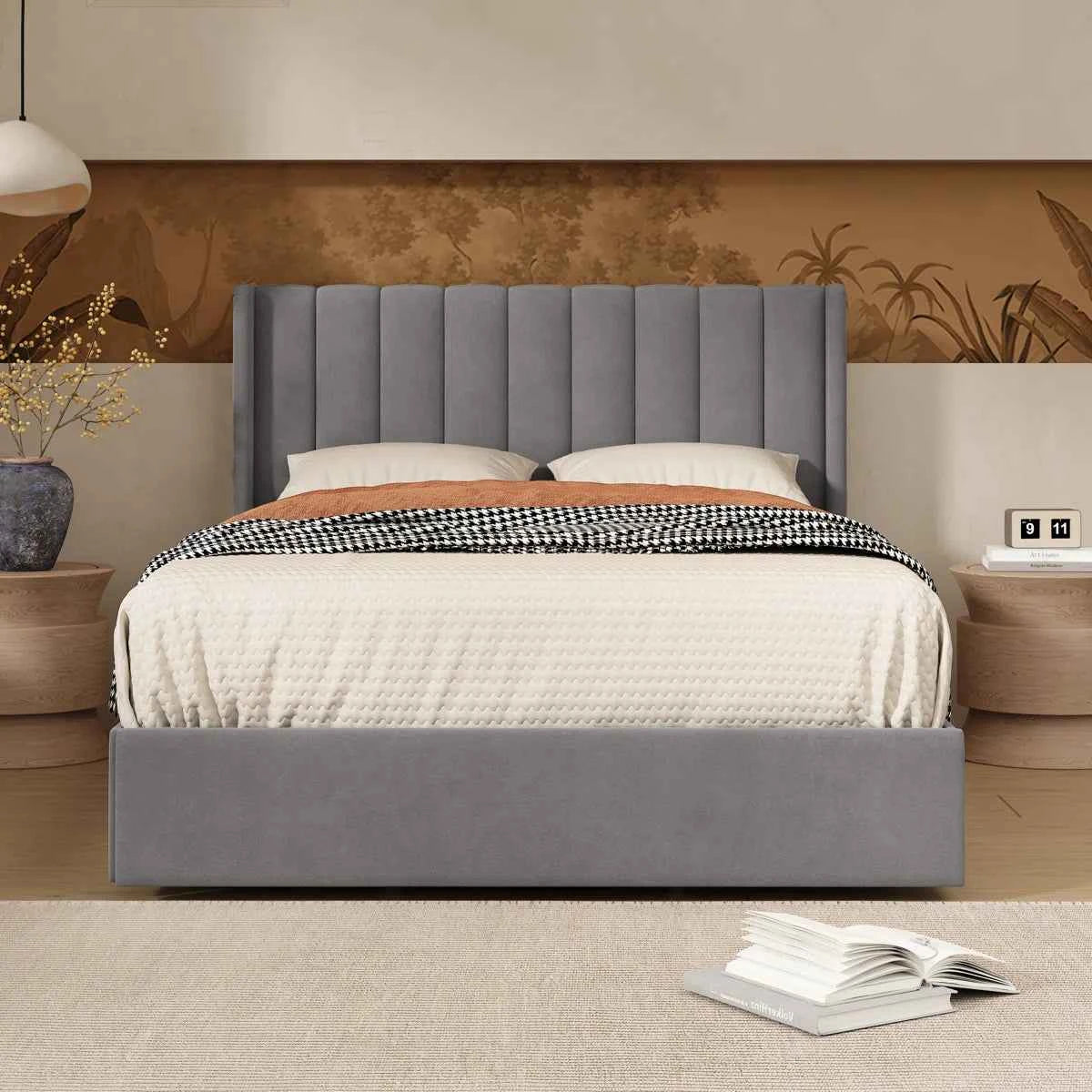 Jeilyn Upholstered Platform Bed with Built-In Drawer Storage – Modern Space-Saving Bedroom Furniture