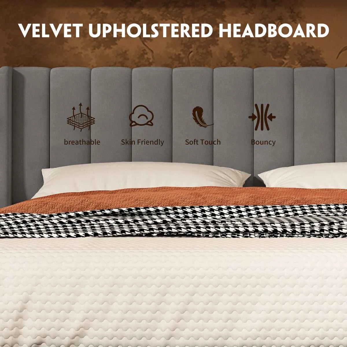 Jeilyn Upholstered Platform Bed with Built-In Drawer Storage – Modern Space-Saving Bedroom Furniture