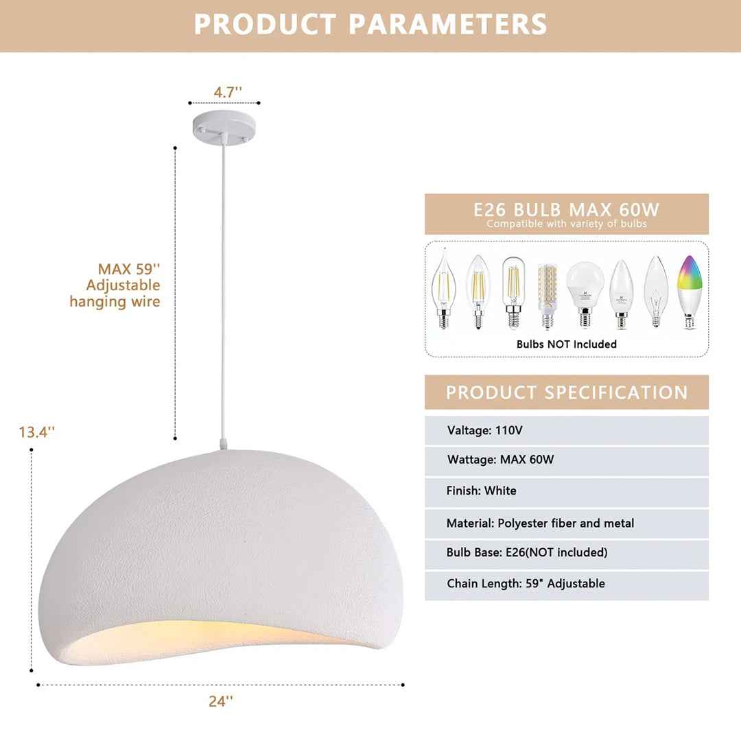 Heidelberg Single White Finish Polyester Pendant – Modern & Lightweight Lighting