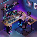 Kodee 63" L-Shaped Standing Desk – Height Adjustable with Memory Controller & Built-In Outlets