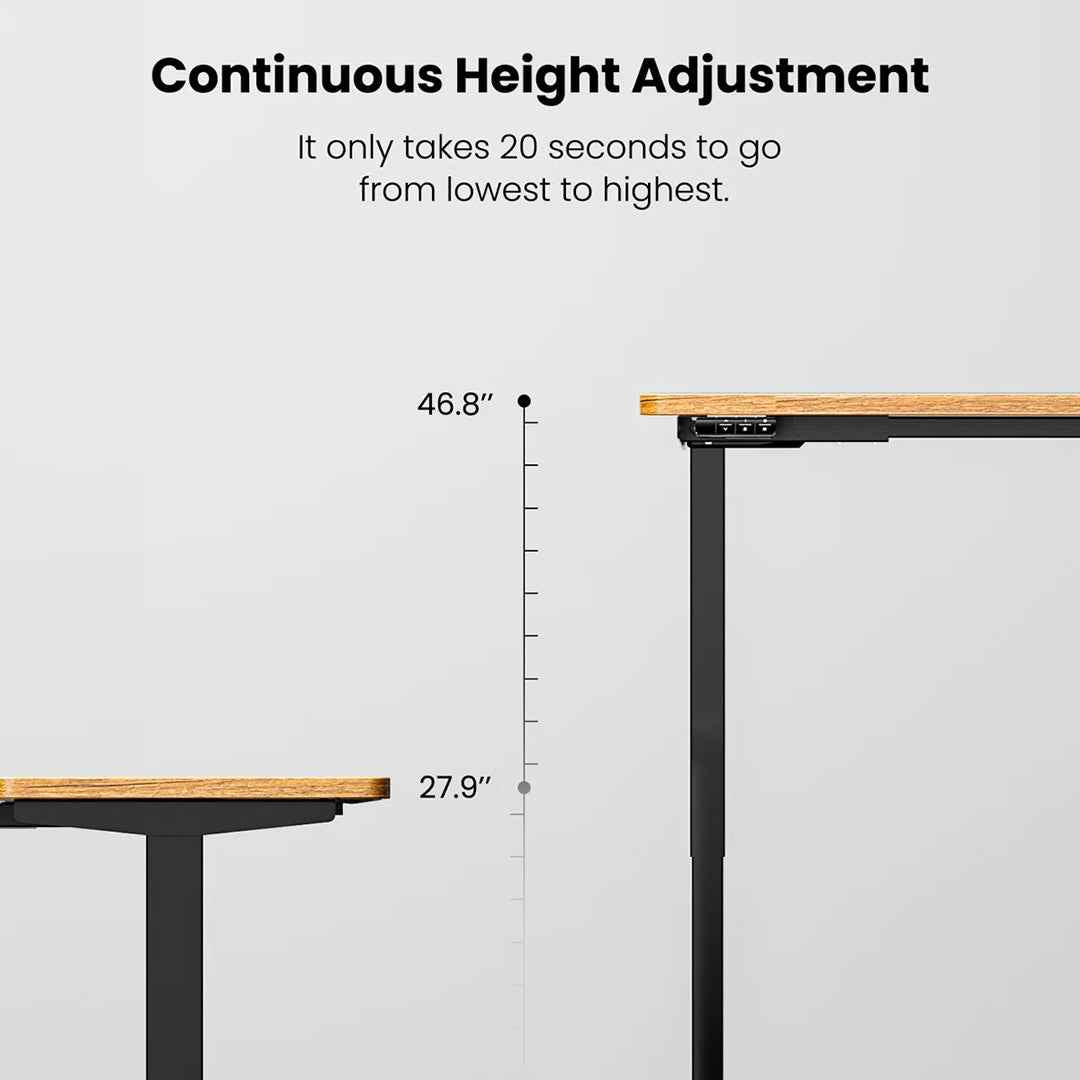 Kodee 63" L-Shaped Standing Desk – Height Adjustable with Memory Controller & Built-In Outlets