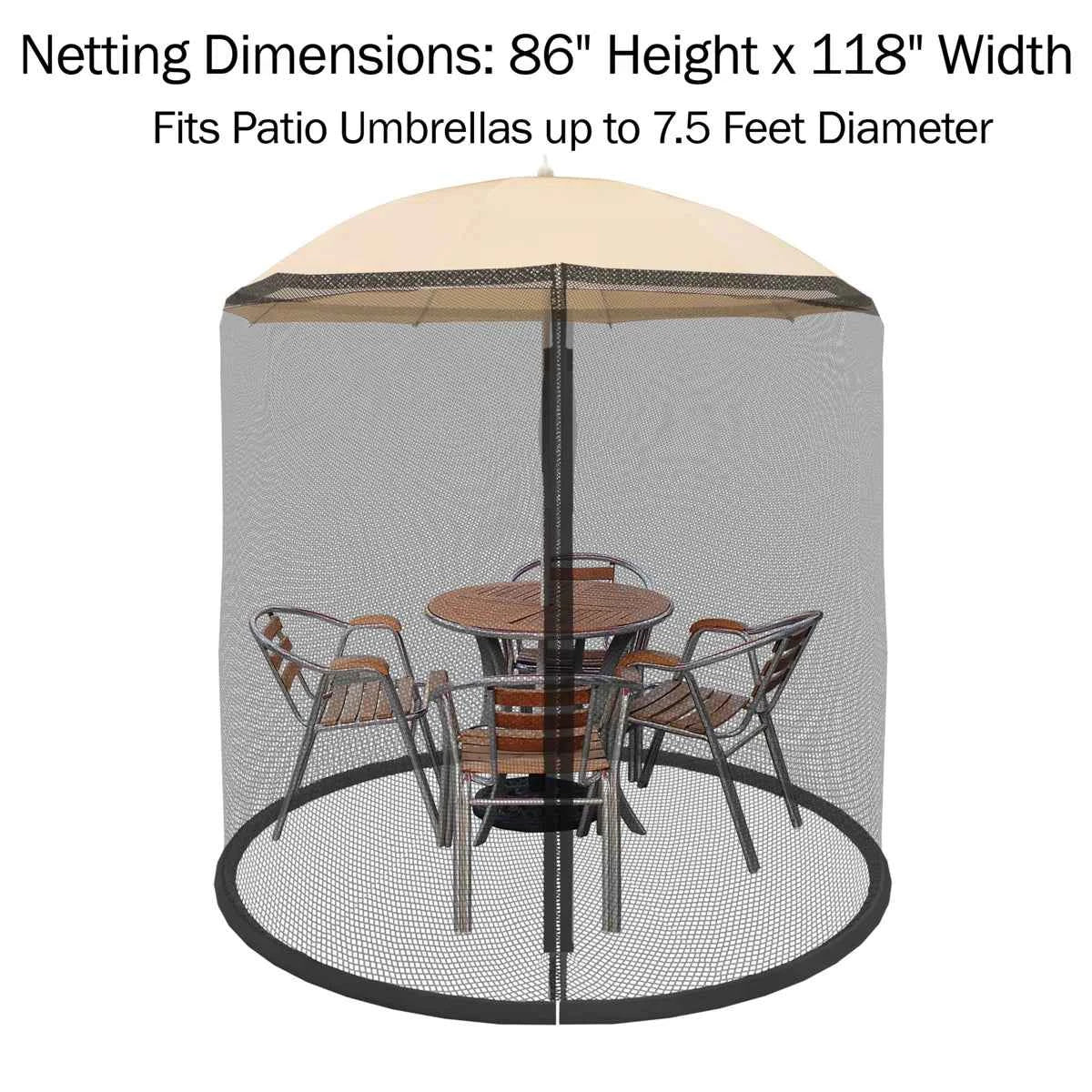 Marla Mosquito Net for Patio Umbrellas – Zippered Bug Screen Insect Protection