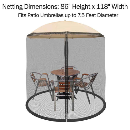 Marla Mosquito Net for Patio Umbrellas – Zippered Bug Screen Insect Protection