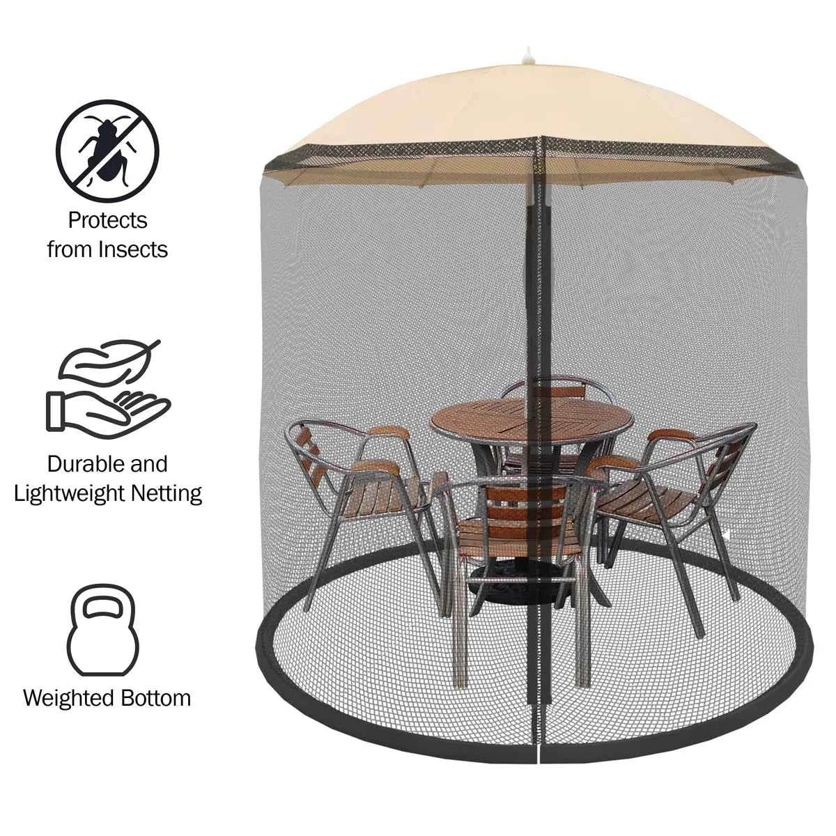 Marla Mosquito Net for Patio Umbrellas – Zippered Bug Screen Insect Protection