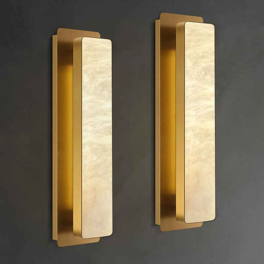 Mikinzie 2-Light LED Alabaster Wall Sconces – Modern Set of 2 Decorative Wall Lamps