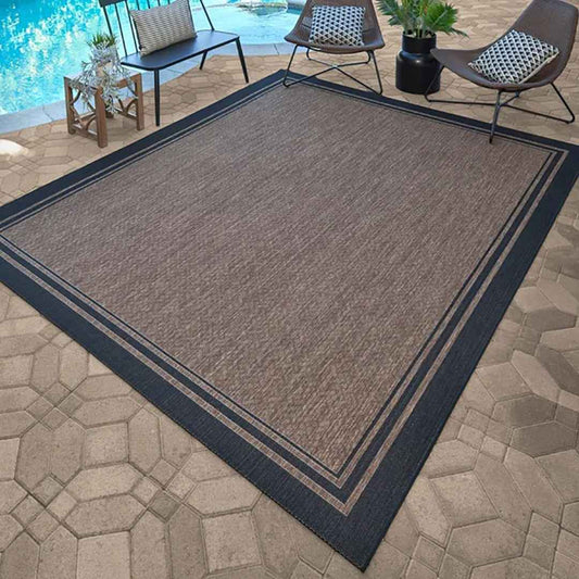 NAPLES Ace Border Havana 8' x 10' Area Rug – Classic Havana Brown Indoor/Outdoor Rug for Living & Dining Spaces