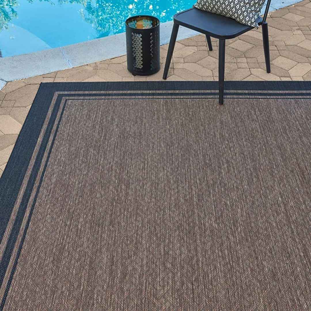 NAPLES Ace Border Havana 8' x 10' Area Rug – Classic Havana Brown Indoor/Outdoor Rug for Living & Dining Spaces