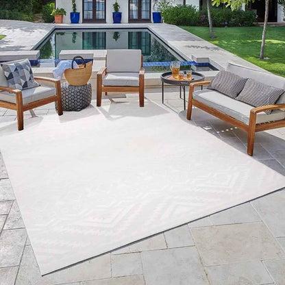 NAPLES Chalon Cream 6'6" x 9'6" Area Rug – Elegant Indoor/Outdoor Cream Rug for Living & Dining Spaces