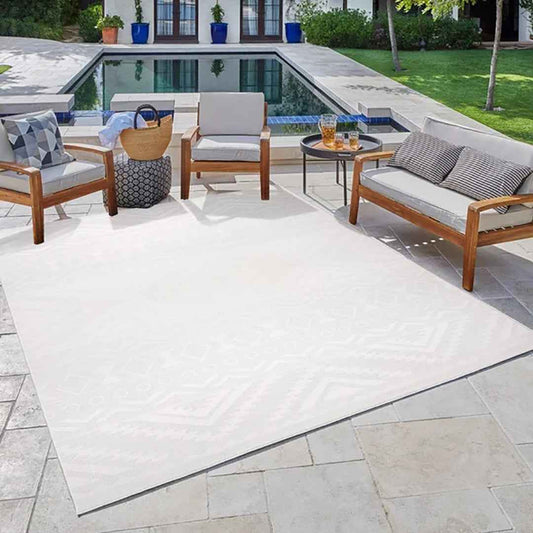 NAPLES Chalon Cream 6'6" x 9'6" Area Rug – Elegant Indoor/Outdoor Cream Rug for Living & Dining Spaces