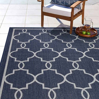 NAPLES Tremont Navy 7'10" x 10' Area Rug – Elegant Navy Blue Indoor/Outdoor Rug for Living & Dining Space