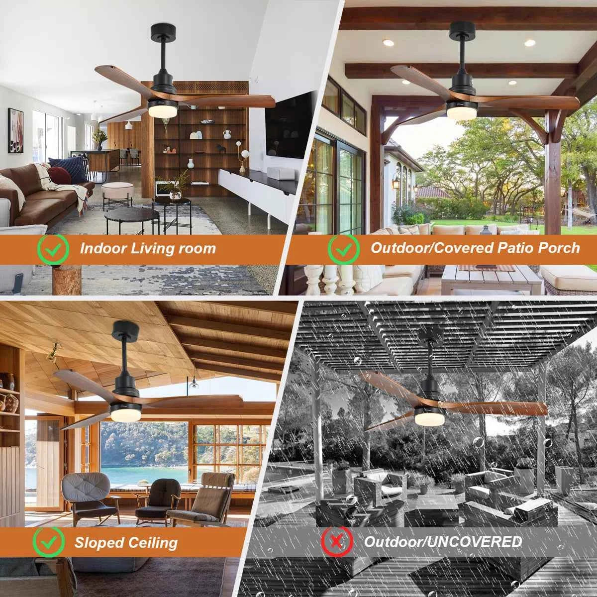Nicola 52" 3-Blade Modern Ceiling Fan with Remote Control & Light Kit – Sleek & Convenient