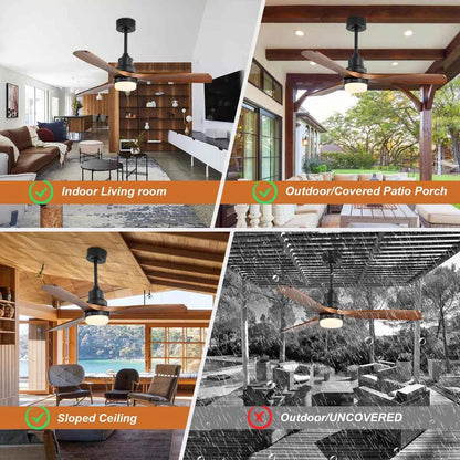 Nicola 52" 3-Blade Modern Ceiling Fan with Remote Control & Light Kit – Sleek & Convenient