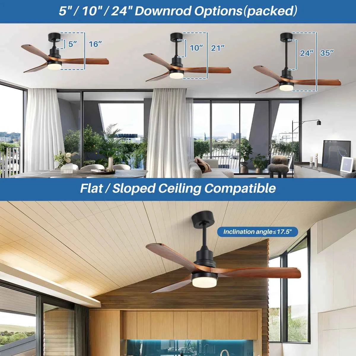 Nicola 52" 3-Blade Modern Ceiling Fan with Remote Control & Light Kit – Sleek & Convenient