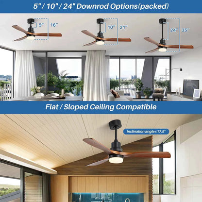 Nicola 52" 3-Blade Modern Ceiling Fan with Remote Control & Light Kit – Sleek & Convenient