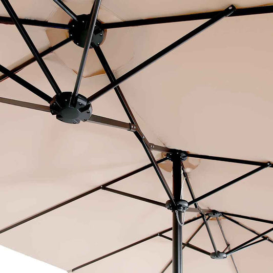 Nyasia 15 ft x 9 ft Rectangular Market Umbrella with Base – Durable Outdoor Shade Solution