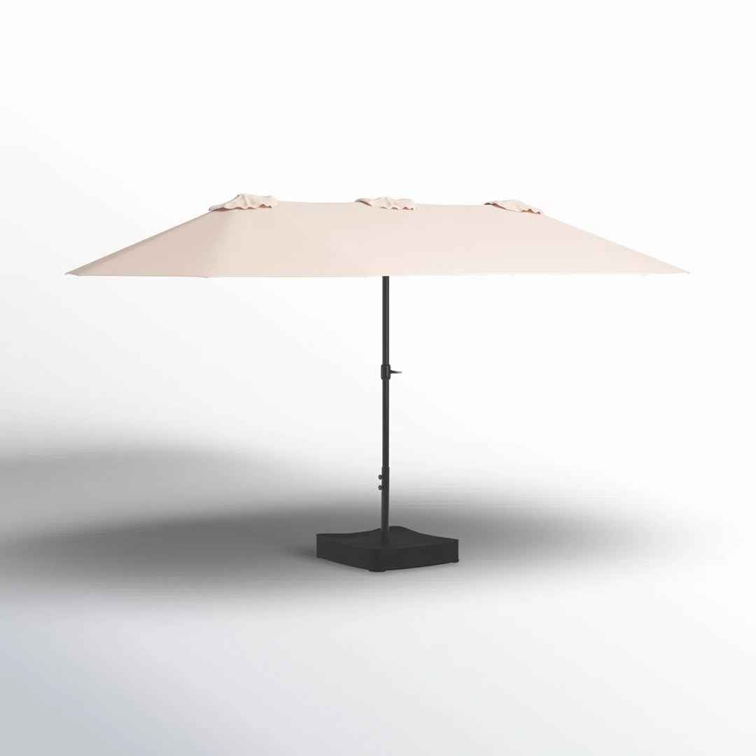 Nyasia 15 ft x 9 ft Rectangular Market Umbrella with Base – Durable Outdoor Shade Solution