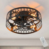 Otylia 19.7" Farmhouse Reversible Caged Ceiling Fan with Light Kit & Remote – Stylish & Functional