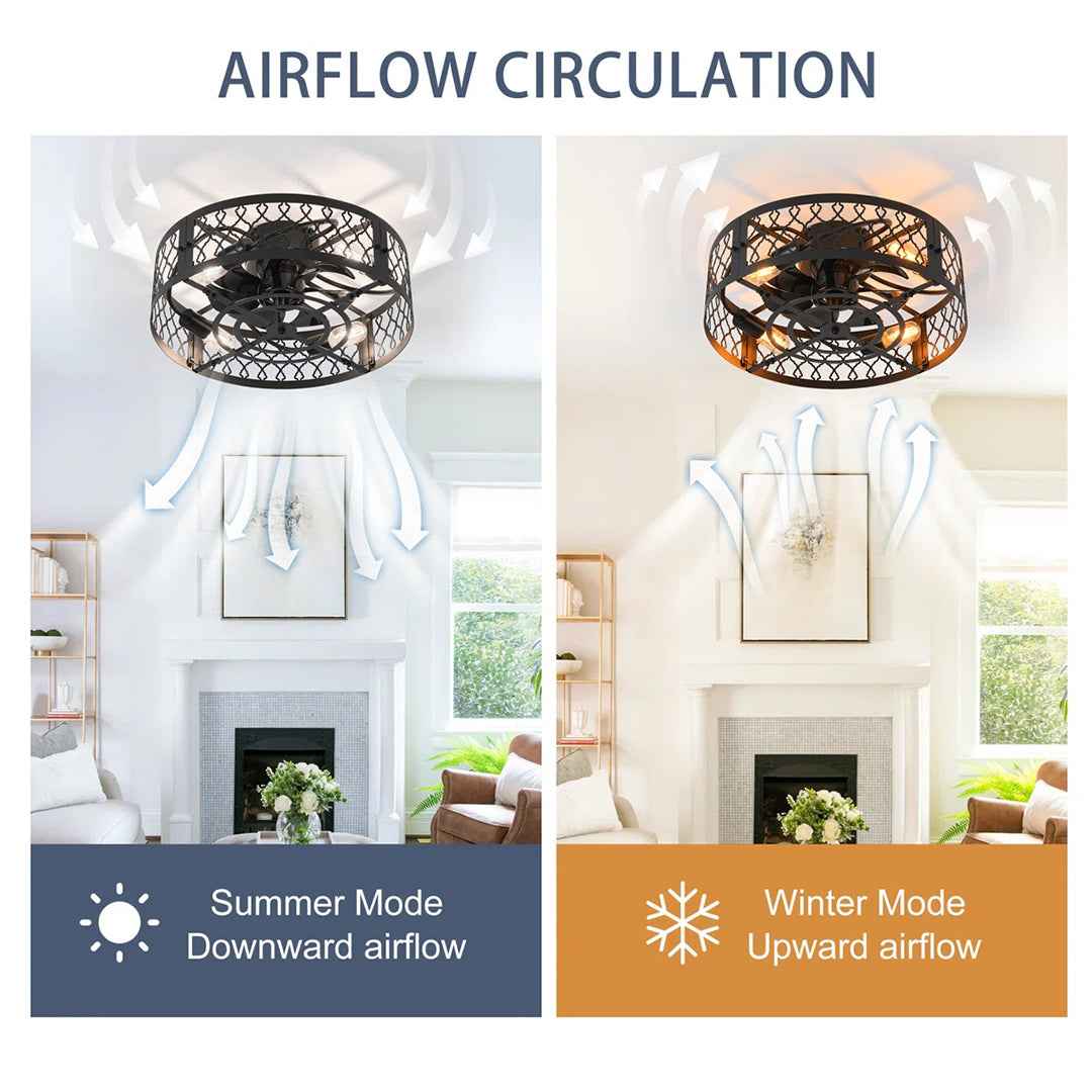 Otylia 19.7" Farmhouse Reversible Caged Ceiling Fan with Light Kit & Remote – Stylish & Functional