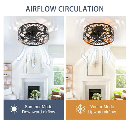 Otylia 19.7" Farmhouse Reversible Caged Ceiling Fan with Light Kit & Remote – Stylish & Functional