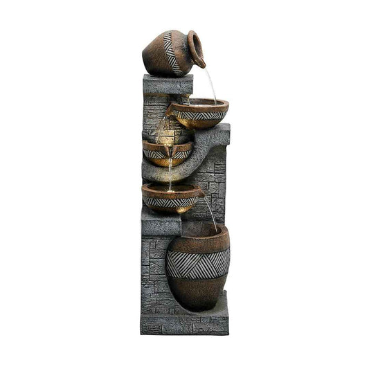 Parkin Resin Fountain with LED Light – Indoor & Outdoor Water Feature for Garden, Patio, or Home Décor