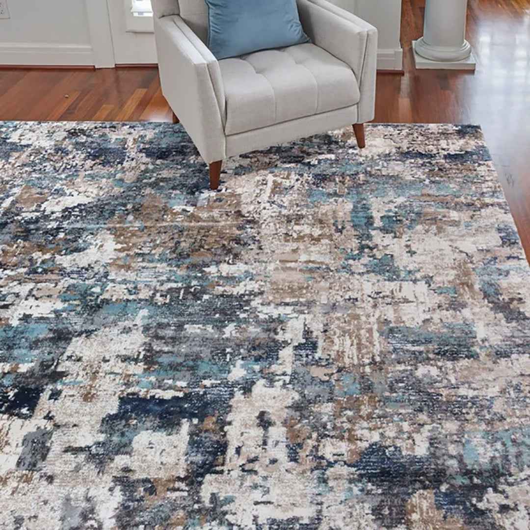 Roma Teagan Blue 6'6" x 9'6" Area Rug – Elegant Patterned Rug for Living Room, Bedroom & More