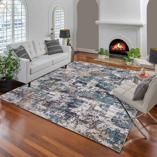 Roma Teagan Blue 6'6" x 9'6" Area Rug – Elegant Patterned Rug for Living Room, Bedroom & More