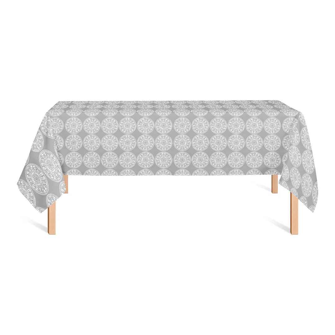 Small Grey Medallions Tablecloth – Elegant Pattern, Durable & Easy-Care Fabric