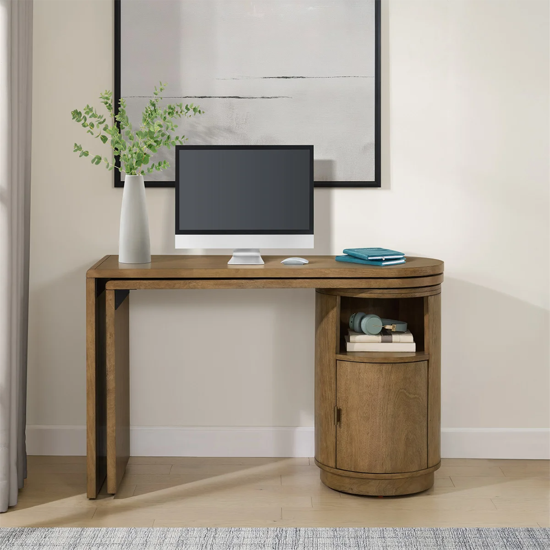 Woodstock, Ontario, appliances, furniture, home decor Camden Swivel Desk – Modern Rotating L-Shaped Desk with Storage Shelves and Adjustable Workspace for Home Office - Nadeems Home