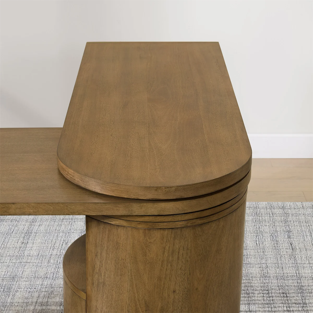 Woodstock, Ontario, appliances, furniture, home decor Camden Swivel Desk – Modern Rotating L-Shaped Desk with Storage Shelves and Adjustable Workspace for Home Office - Nadeems Home