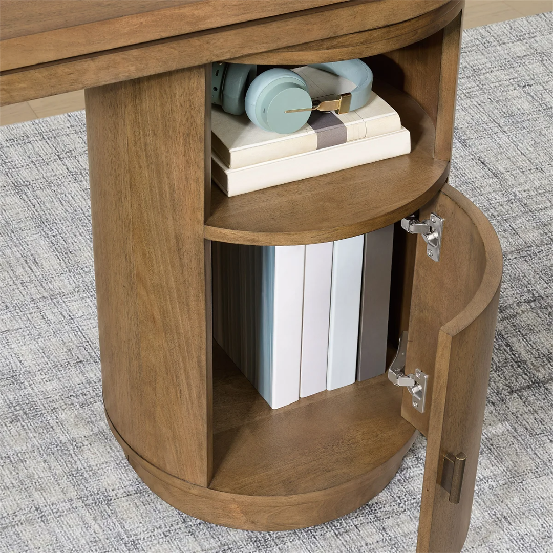 Woodstock, Ontario, appliances, furniture, home decor Camden Swivel Desk – Modern Rotating L-Shaped Desk with Storage Shelves and Adjustable Workspace for Home Office - Nadeems Home