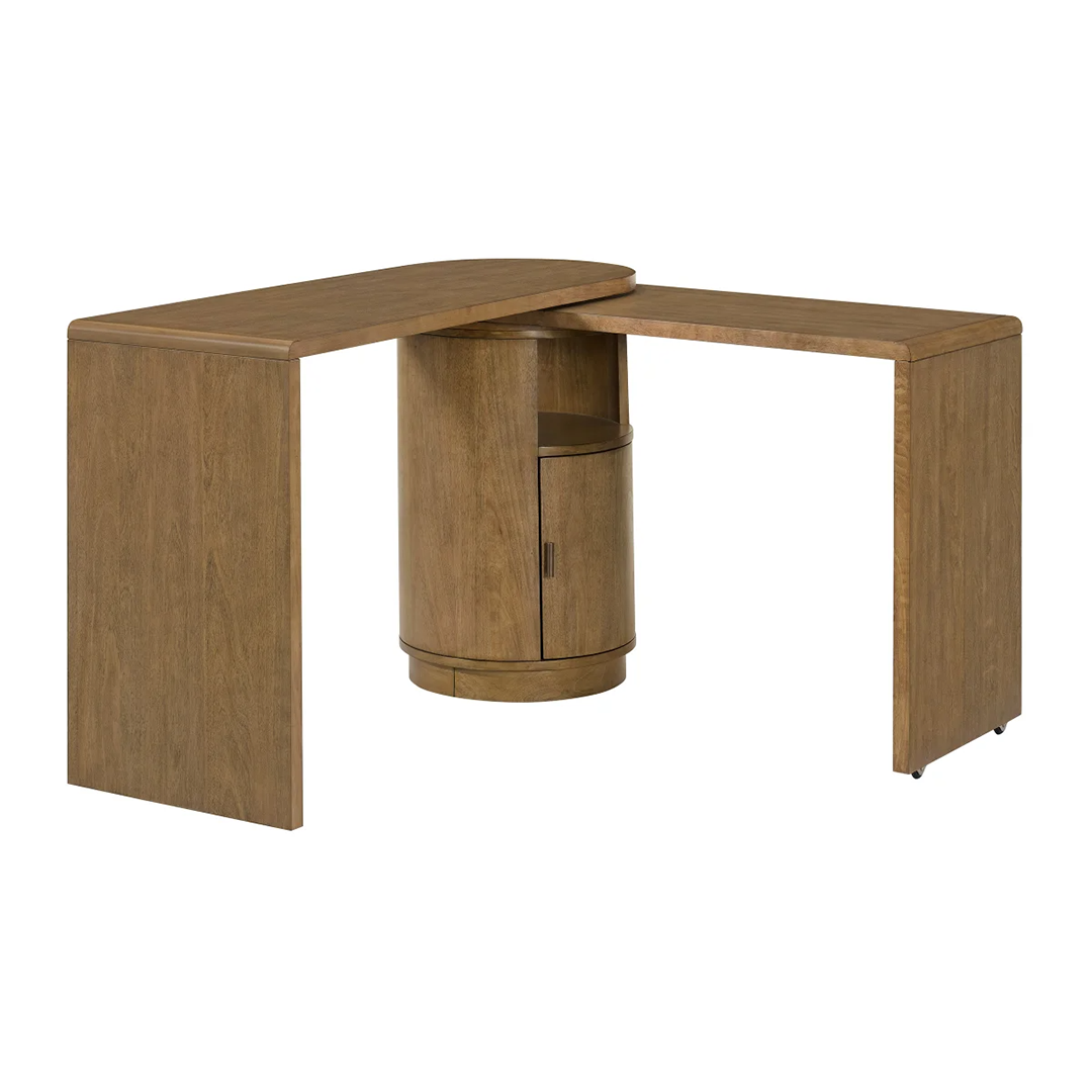Woodstock, Ontario, appliances, furniture, home decor Camden Swivel Desk – Modern Rotating L-Shaped Desk with Storage Shelves and Adjustable Workspace for Home Office - Nadeems Home