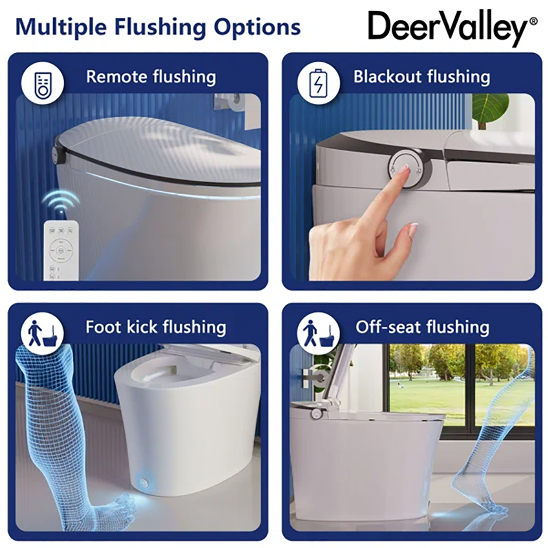 Smart Toilet with Heated Seat, Auto Flush & Bidet – Tankless Elongated Design with Remote Control