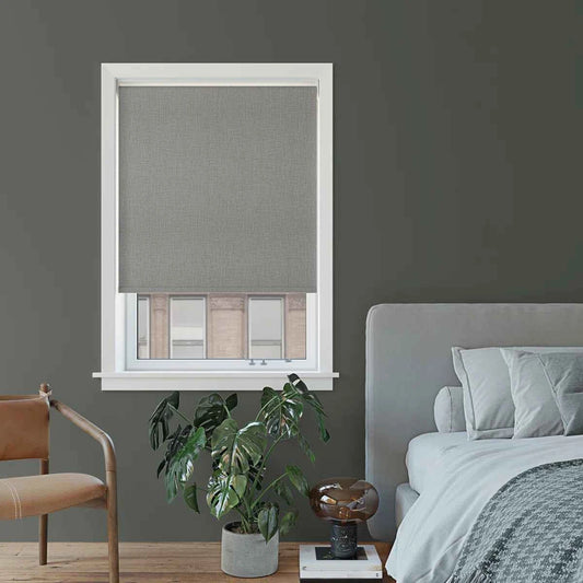 Sun Zero Everly Slub Texture 100% Blackout Cordless Roller Shade – Stylish Light Control