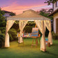 Sunjoy Soft Top Gazebo – Modern 2-Tier Steel Frame Outdoor Patio with Mesh Netting